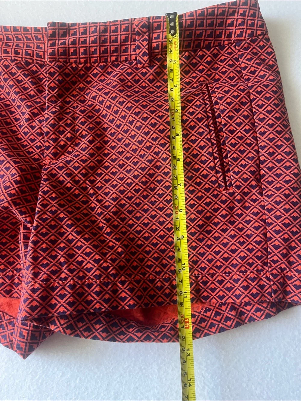 STYLUS Orange & Navy Geometric Chino Shorts